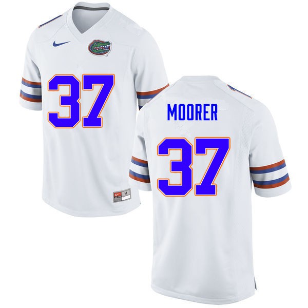 Men #37 Patrick Moorer Florida Gators College Football Jersey White